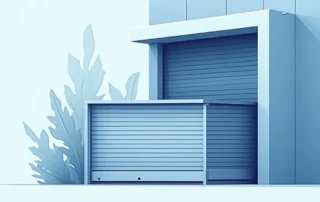 Steel garage door construction showing layered panel design and reinforcement structure