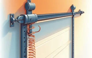 Cross-section view of garage door spring system showing tension coils and reinforcement components
