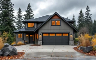 Modern Stevenson home with wind-rated garage doors designed for Columbia Gorge extreme wind conditions