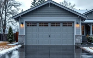 Garage door with moisture condensation during Longview's cold, damp winter conditions