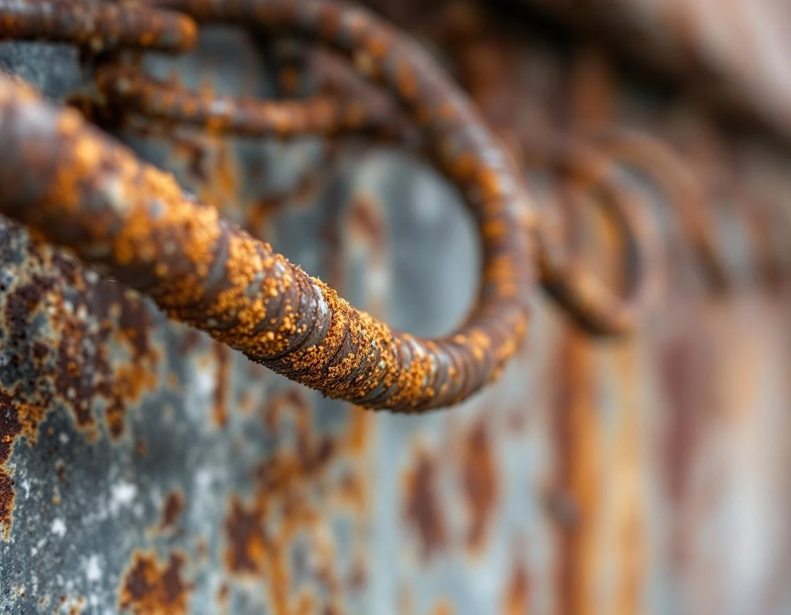 Heavily corroded garage door spring showing freeze-thaw damage from Redmond's winter temperature swings