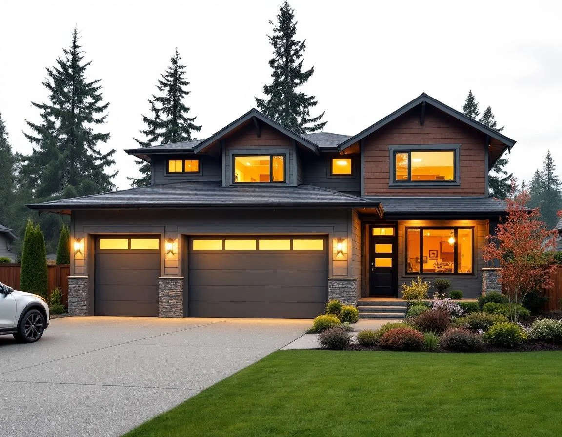Contemporary Vancouver home with smart garage door opener and modern exterior upgrades for commuter convenience