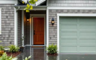 Cedar shake and fiber cement siding on Portland home exterior showing moisture-resistant material comparison