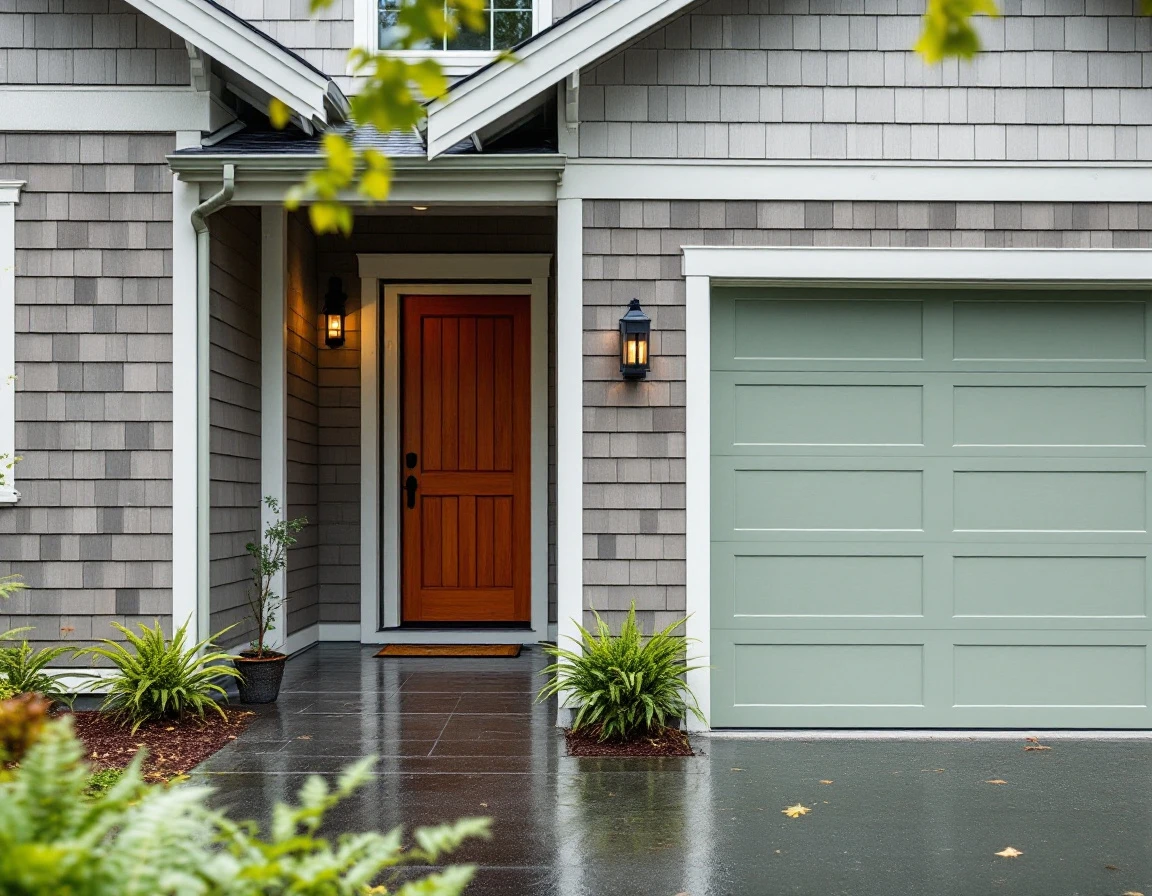 Cedar shake and fiber cement siding on Portland home exterior showing moisture-resistant material comparison