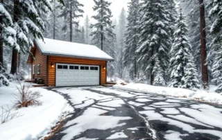 Mountain home driveway showing freeze-thaw damage in La Pine's high elevation winter climate