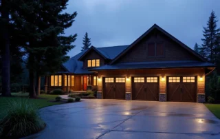 North Bonneville planned community home with attached garage showing wind-rated doors and 1970s residential architecture