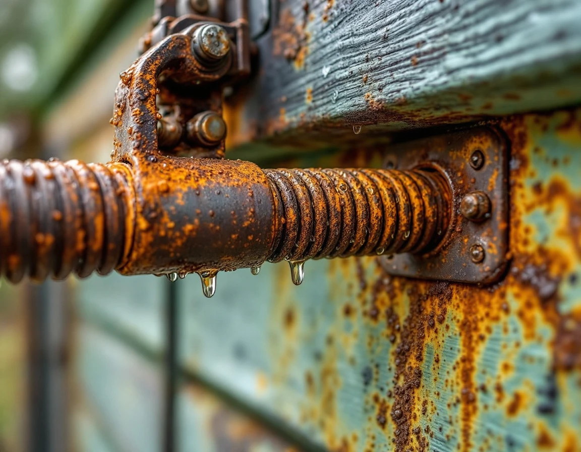Rusted garage door spring showing corrosion damage from Castle Rock's high moisture climate