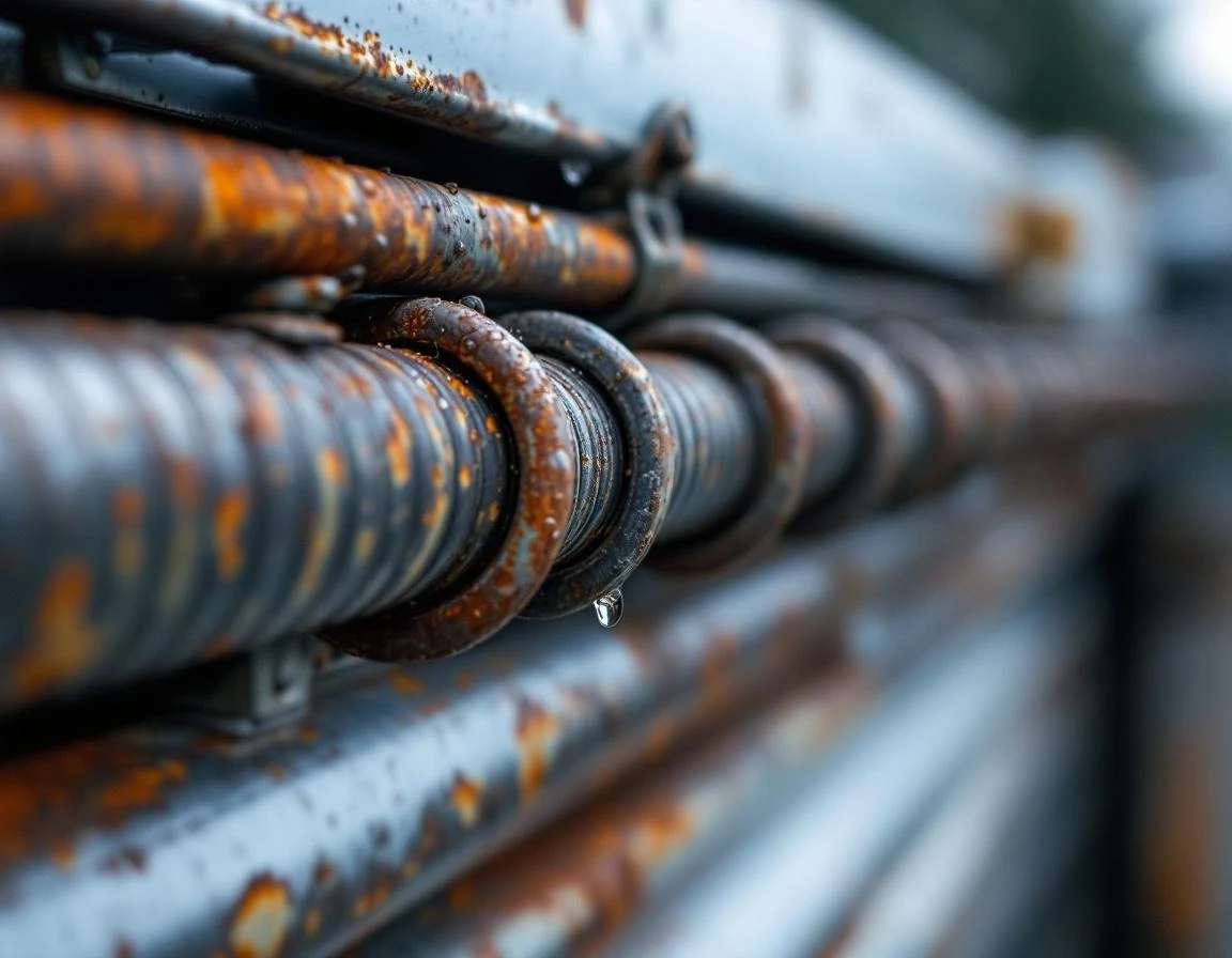 Corroded garage door spring showing rust damage and moisture from Tualatin Valley fog exposure