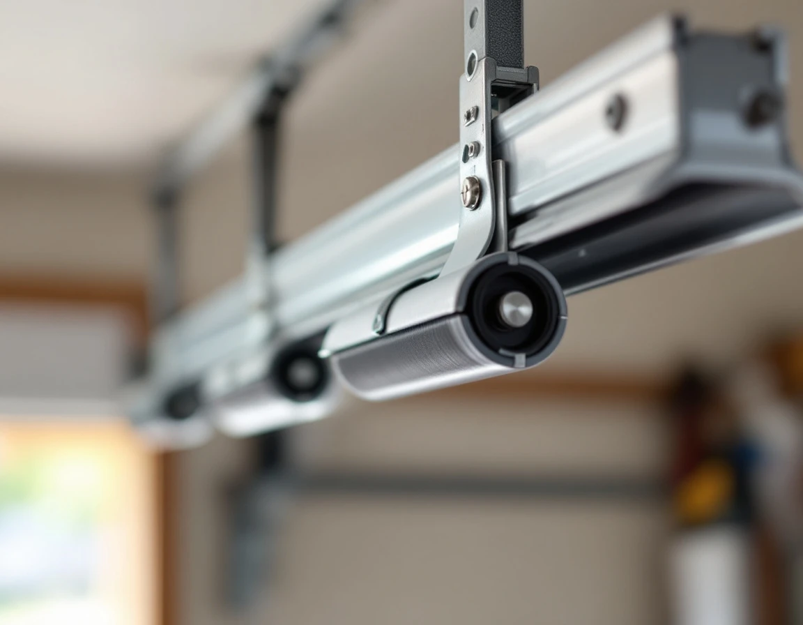 Clean garage door track with rollers properly aligned and free of debris