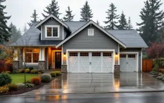 Pacific Northwest home with two-car garage showing structural readiness for earthquake preparedness